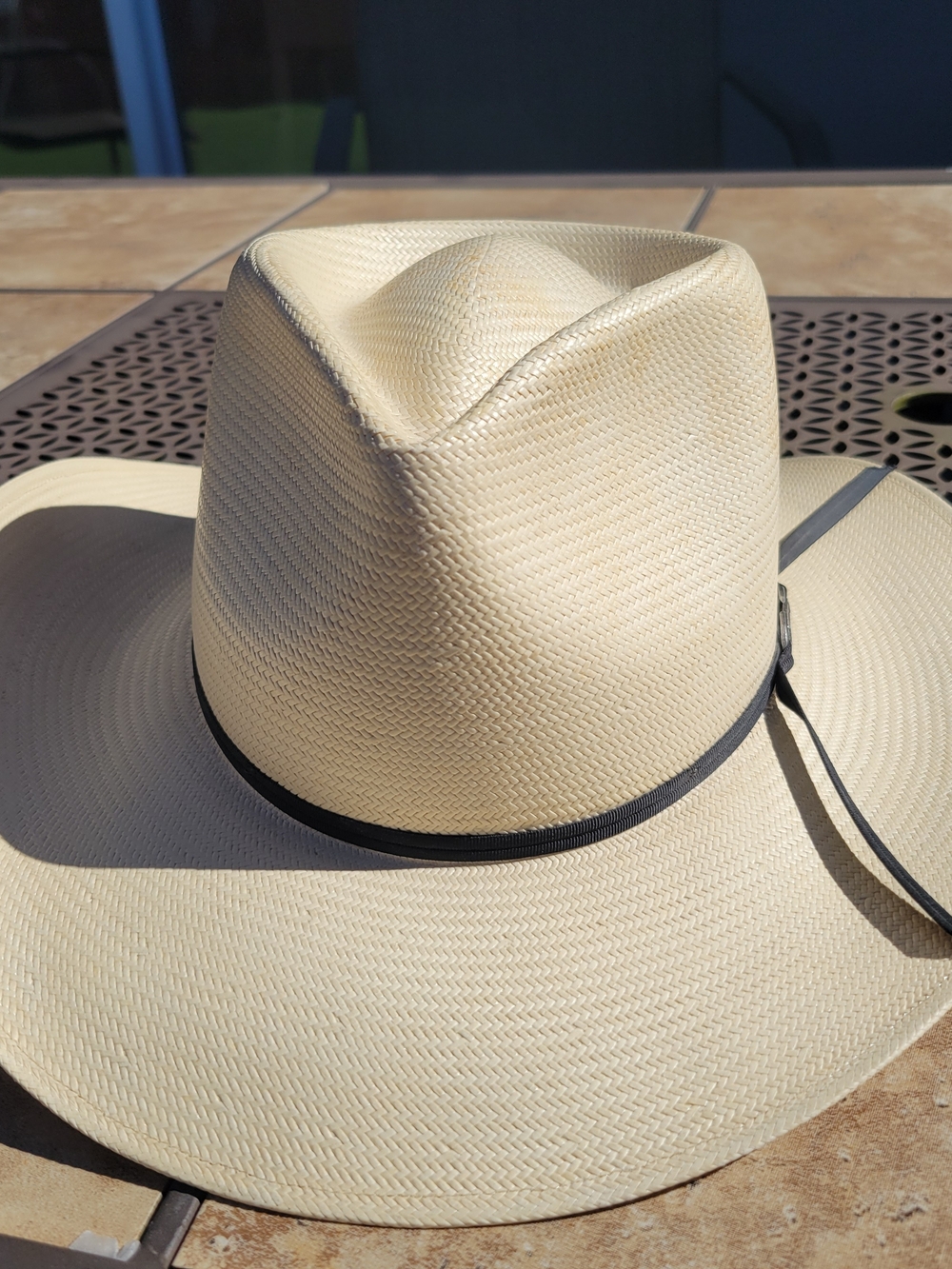 Beaver Hats 6X Shantung Straw Western Hat with‎ Black Band - Cream 6 3/4